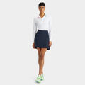 RIB PLEATED CONTRAST COLLAR SILKY TECH NYLON LONG SLEEVE POLO image number 4
