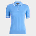 CONTRAST STRIPE COTTON BLEND RIBBED KNIT POLO image number 1