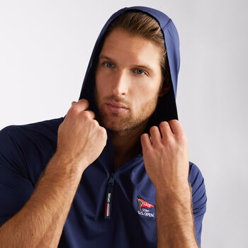 LIMITED EDITION U.S. OPEN TECH NYLON SHORT SLEEVE OPS QUARTER ZIP HOODED SLIM FIT PULLOVER