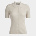 RIBBED MERINO WOOL SHORT SLEEVE BUTTON DOWN SWEATER image number 1
