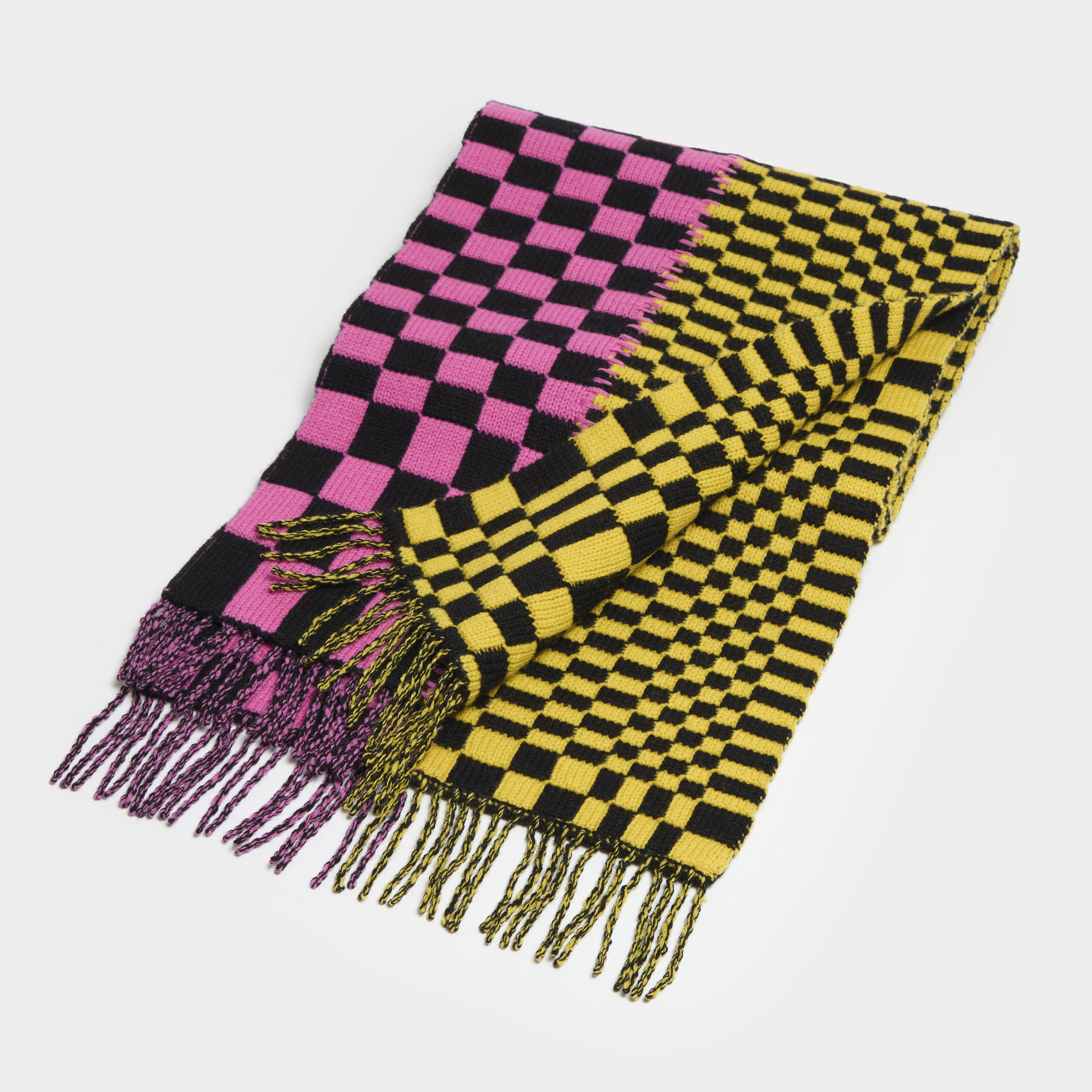 LTD RELEASE DISTORTED CHECK MERINO WOOL SCARF