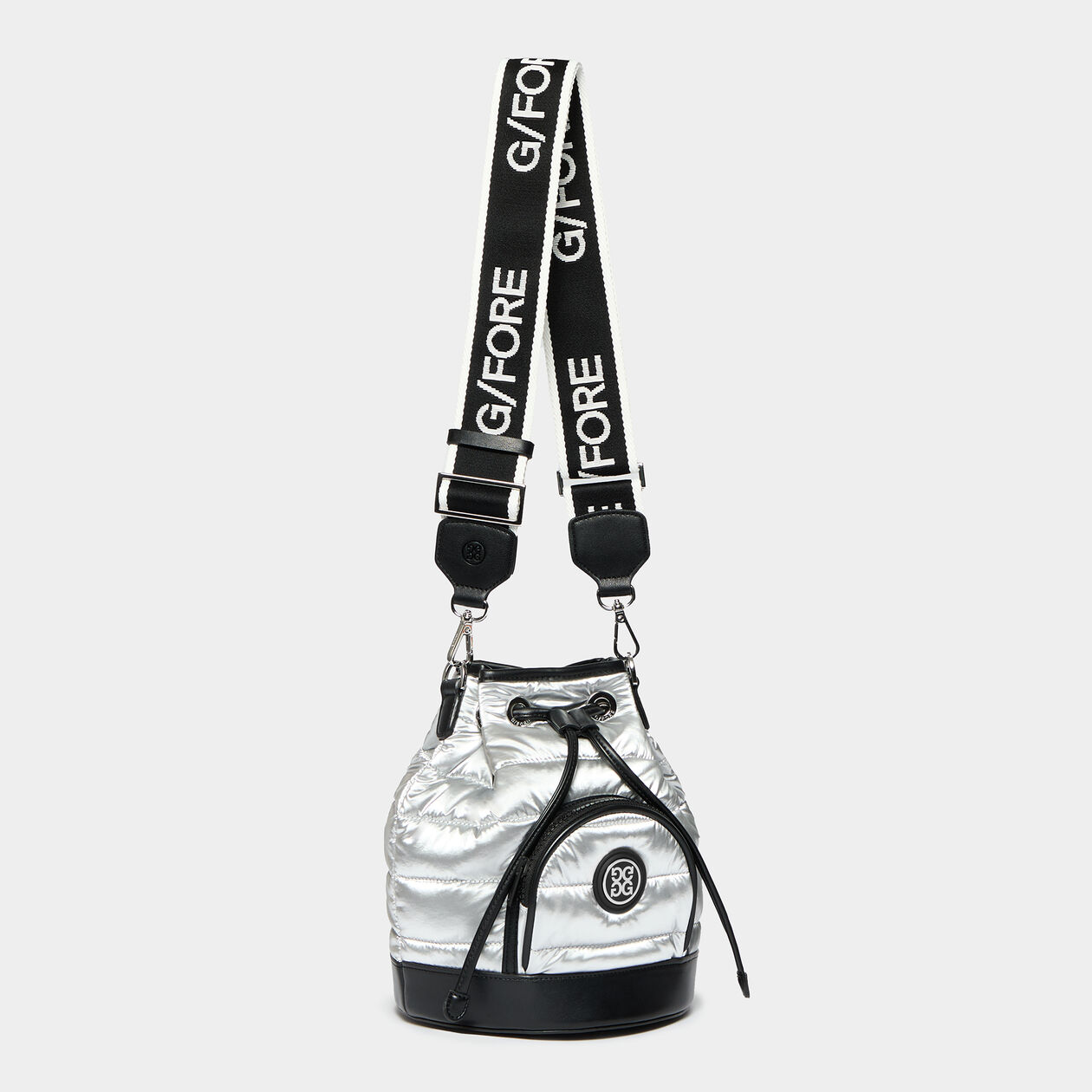 Gitta Black Silver  Chevron Printed Drawstring Close Bucket Backpack LTD RELEASE CIRCLE G main image 3