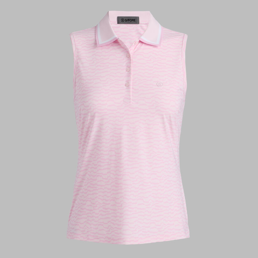 SPLIT STRIPE SILKY TECH NYLON SLEEVELESS POLO | WOMEN'S POLO SHIRTS | G ...