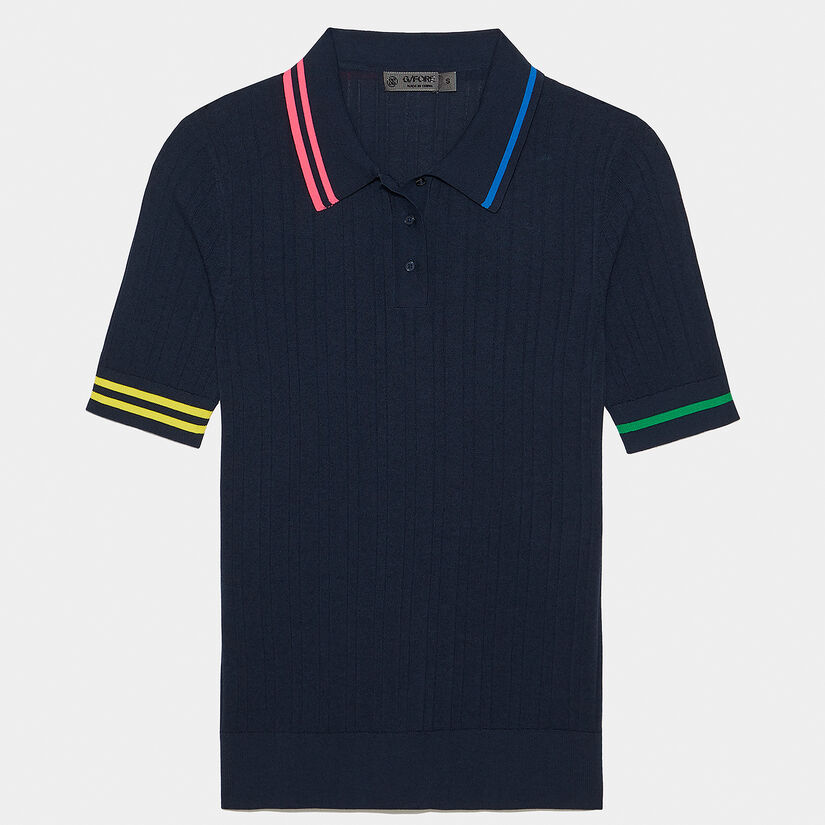CONTRAST COLLAR RIB COTTON BLEND POLO image number 1