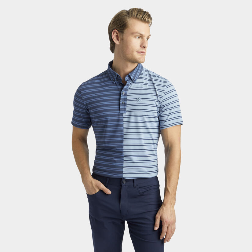 SPLIT STRIPE CONTRAST TECH JERSEY POLO image number 3