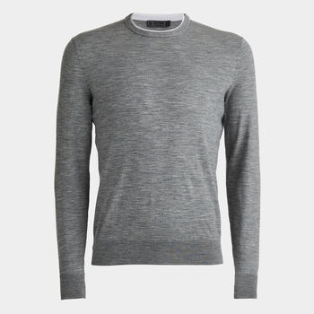 CONTRAST MERINO WOOL BLEND CREWNECK SWEATER