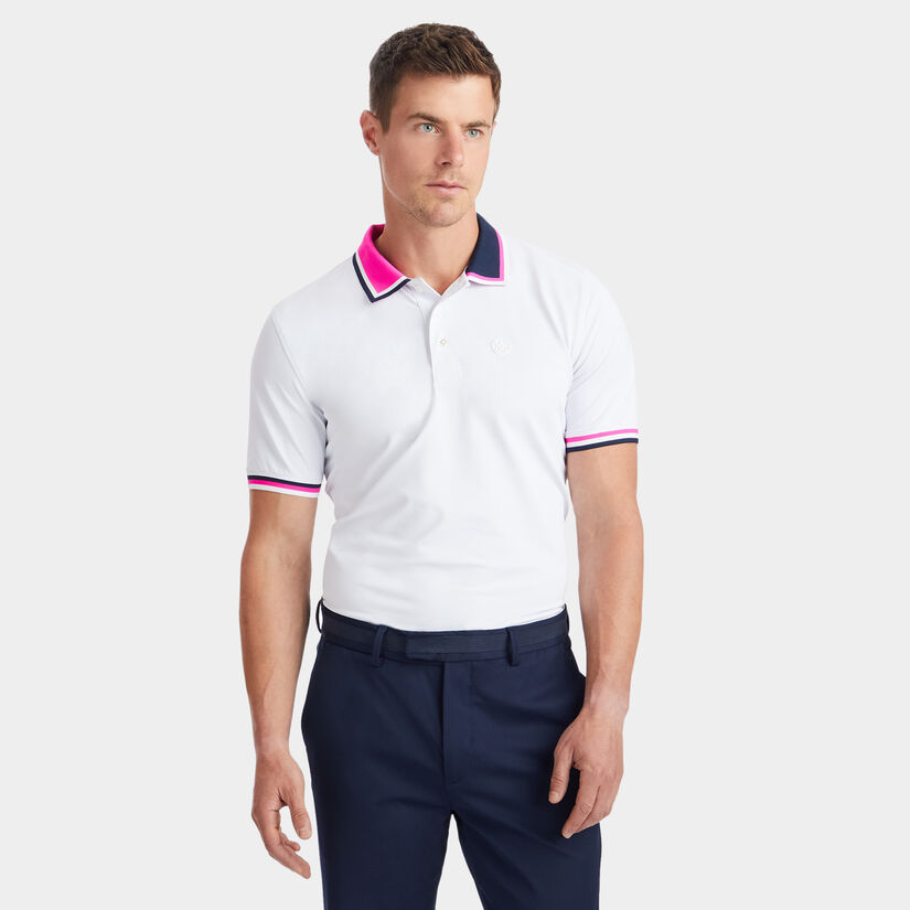 TWO TONE BANDED SLEEVE TECH PIQUÉ POLO image number 3