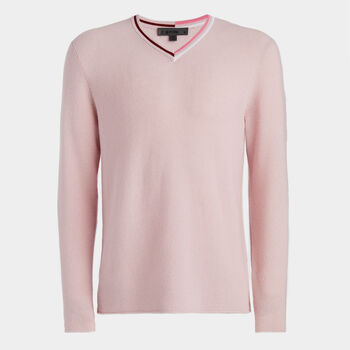 V NECK WAFFLE KNIT MERINO WOOL SWEATER