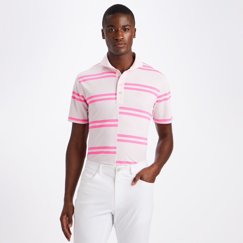 OFFSET STRIPE MODERN SPREAD COLLAR TECH PIQUÉ SLIM FIT POLO image number 3