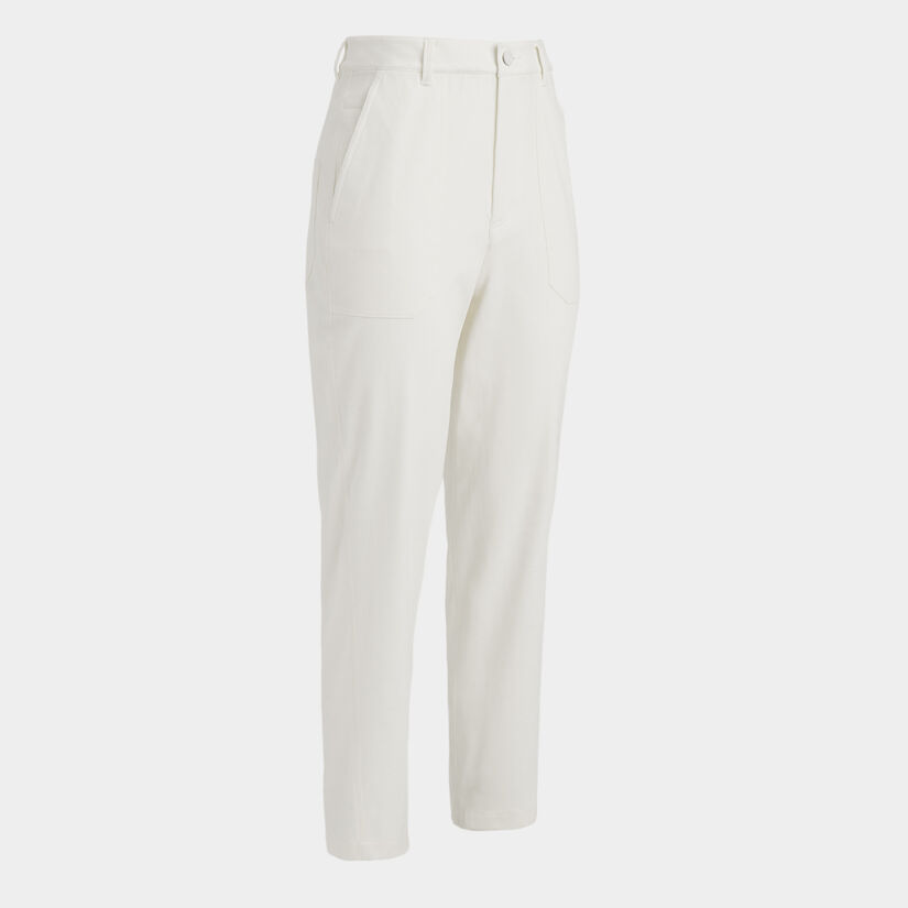 COTTON TWILL HIGH RISE STRAIGHT TAPERED LEG TROUSER image number 1