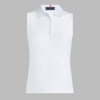 PLEATED COLLAR SILKY TECH NYLON SLEEVELESS POLO