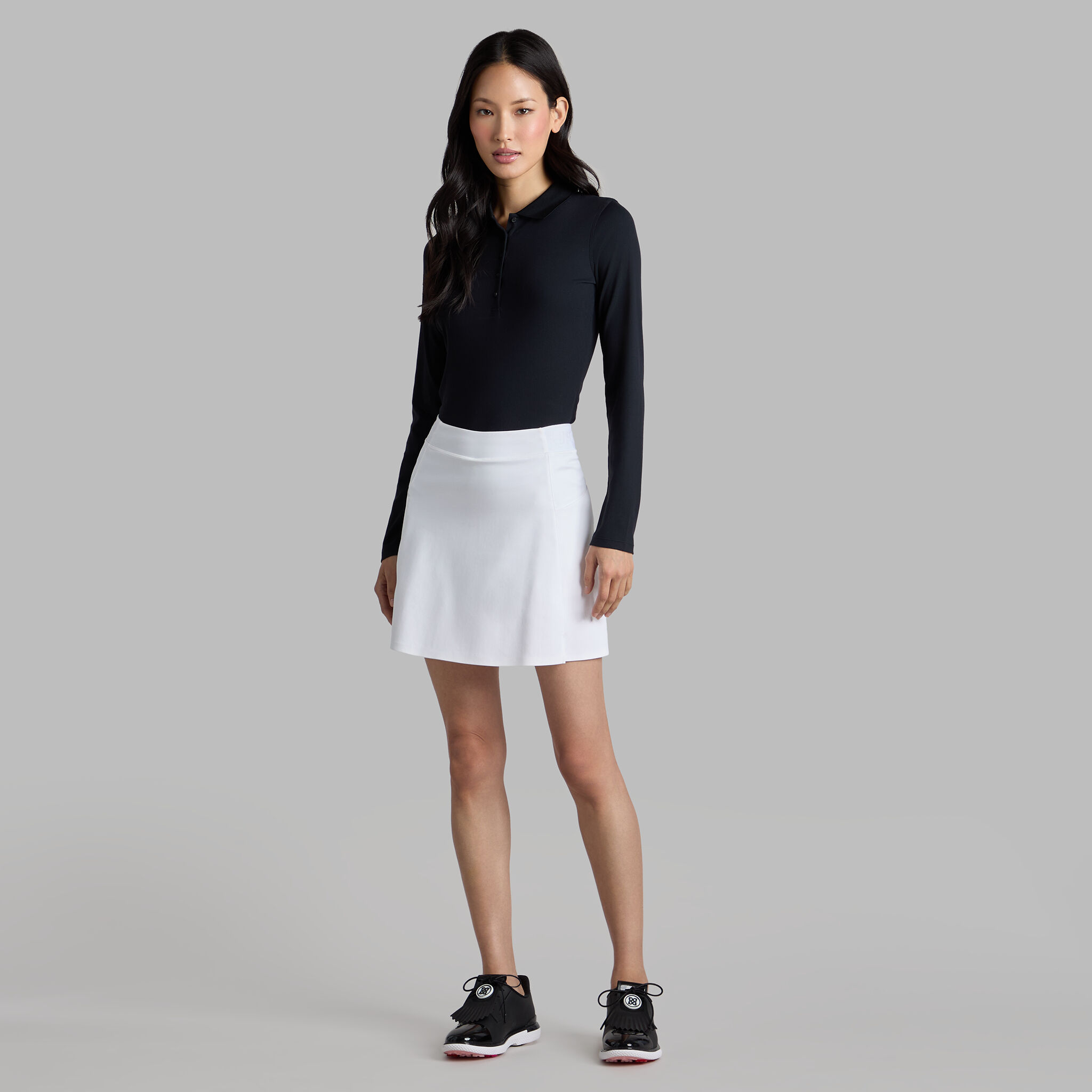 RIBBED TECH NYLON LONG SLEEVE POLO | WOMEN'S POLO SHIRTS | G