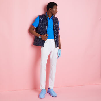 CONTRAST DUAL LINES BANDED SLEEVE TECH PIQUÉ POLO