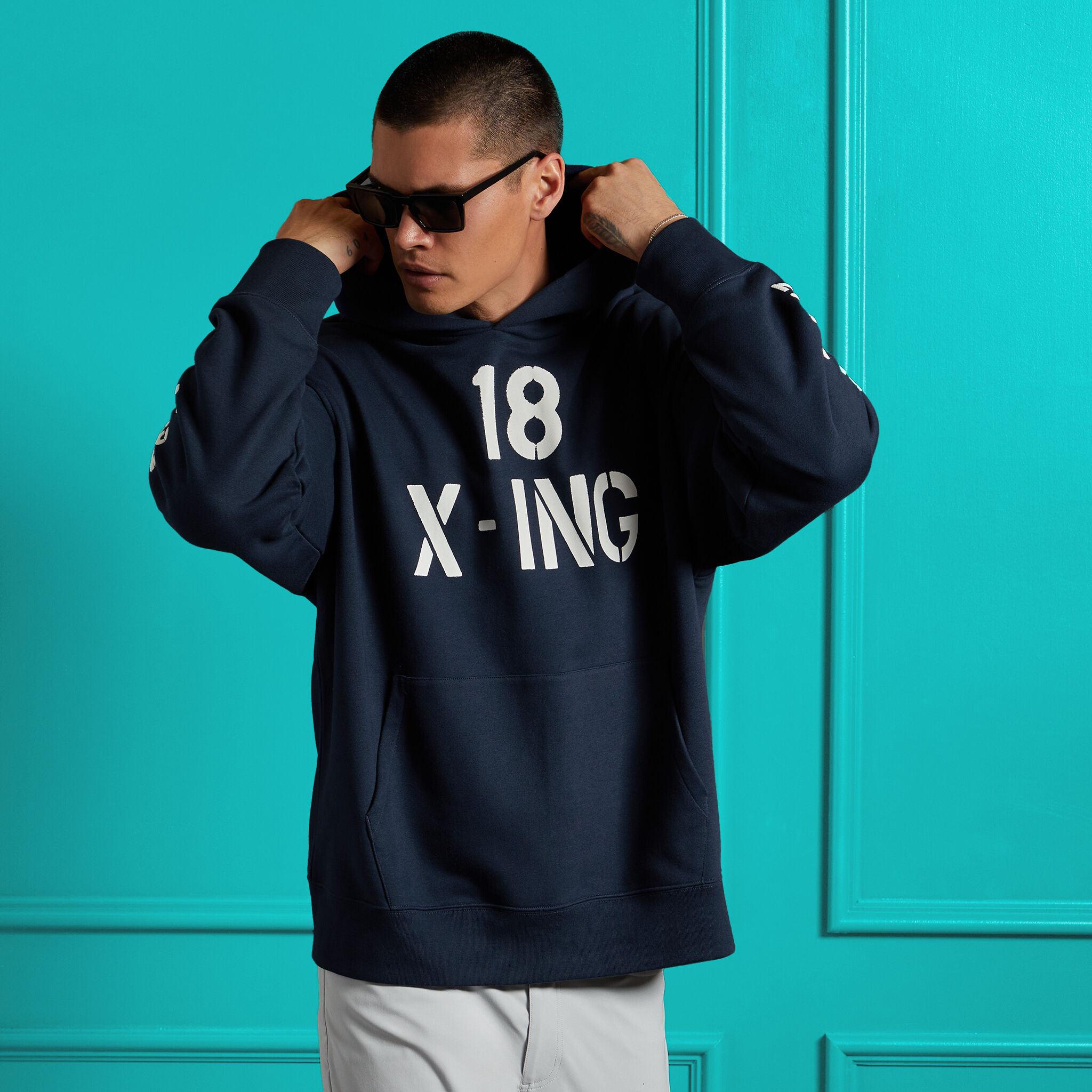 Oversized french terry hoodie top