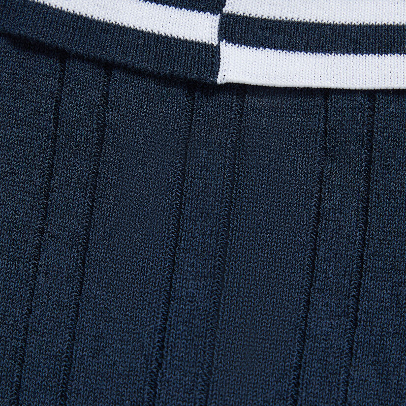 COTTON BLEND RIBBED SHORT SLEEVE SWEATER POLO image number 8