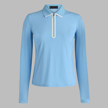 SILKY TECH NYLON LONG SLEEVE ZIP POLO