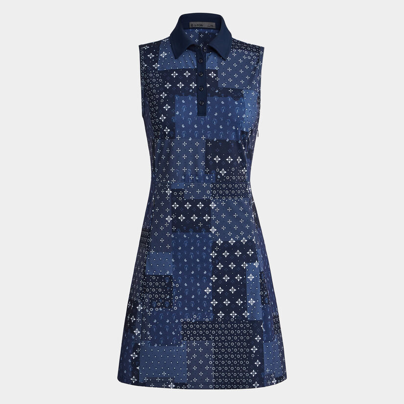 BORO PRINT PIQUÉ SLEEVELESS POLO DRESS image number 1