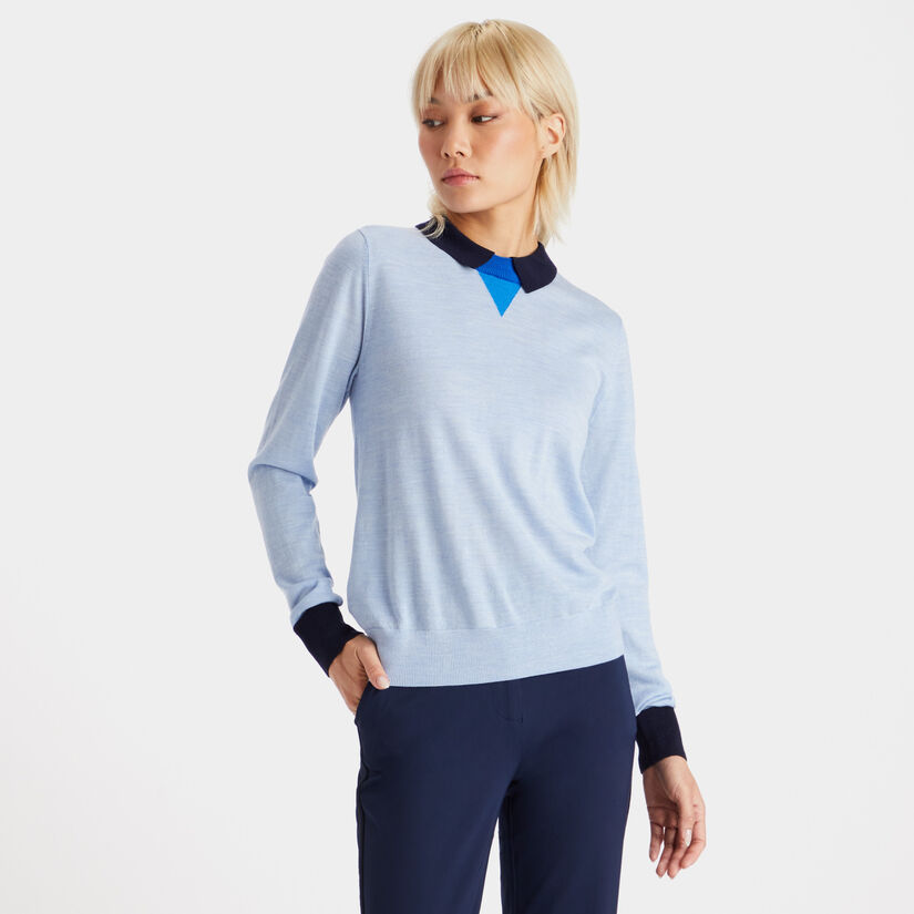 LAYERED POLO MERINO WOOL SWEATER image number 3