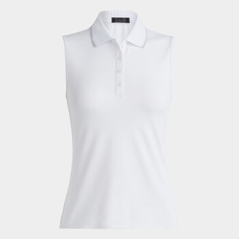 PLEATED COLLAR TECH PIQUÉ SLEEVELESS POLO