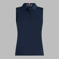 PLEATED COLLAR SILKY TECH NYLON SLEEVELESS POLO image number 1