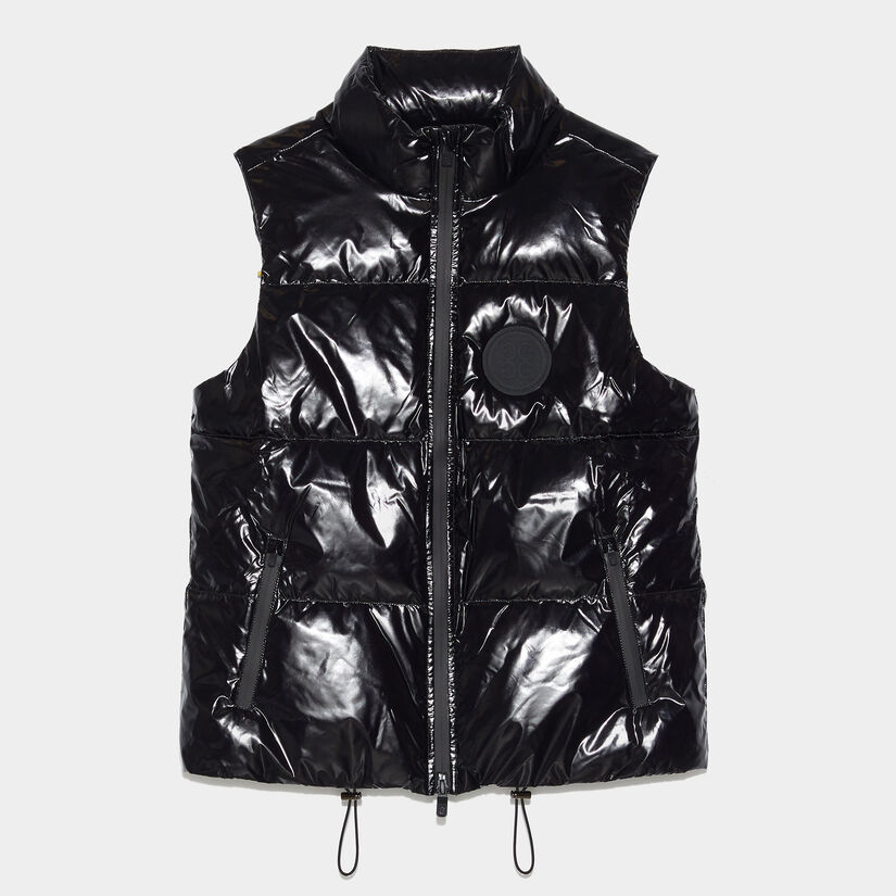 QUILTED POLISHED NYLON MERINO WOOL LINED PUFFER VEST image number 1