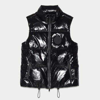 QUILTED POLISHED NYLON MERINO WOOL LINED PUFFER VEST