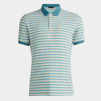 PERFORATED STRIPE BANDED SLEEVE TECH JERSEY POLO