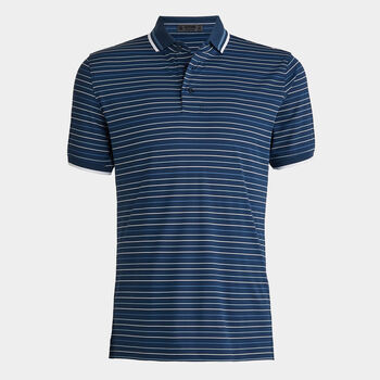 MULTI STRIPE BANDED SLEEVE TECH PIQUÉ POLO