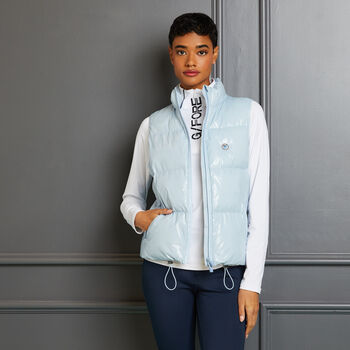 QUILTED POLISHED NYLON MERINO WOOL LINED PUFFER VEST