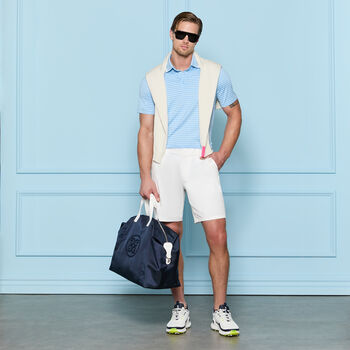 PERFORATED STRIPE JERSEY POLO - Alternate Image 1