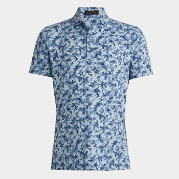 MAPPED ICON CAMO TECH JERSEY MODERN SPREAD COLLAR POLO