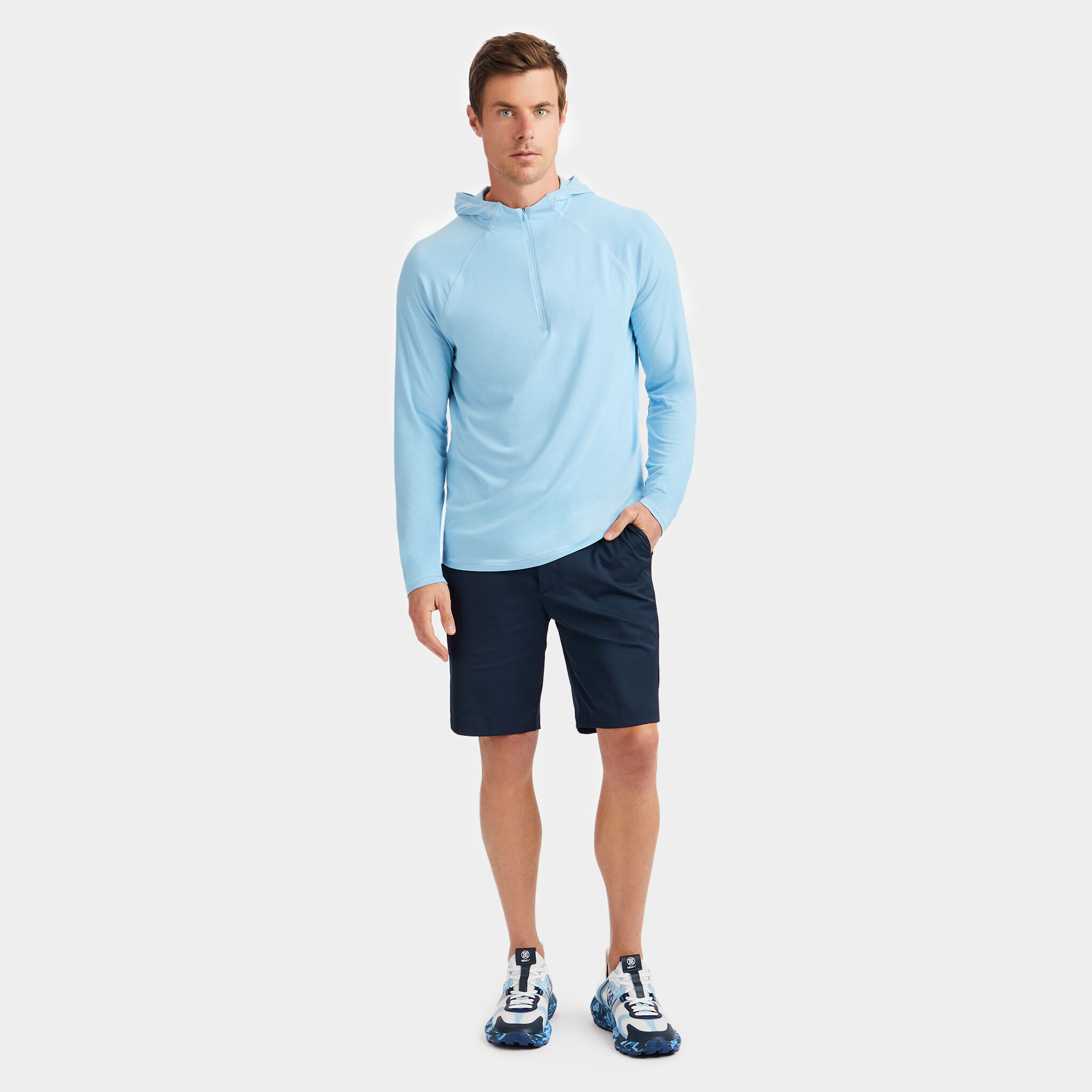 HOODED LUXE QUARTER ZIP MID LAYER | MEN'S PULLOVERS & QUARTER-ZIPS | G/FORE