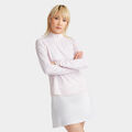 DISTORTED CHECK SILKY TECH NYLON RUCHED QUARTER ZIP PULLOVER image number 3