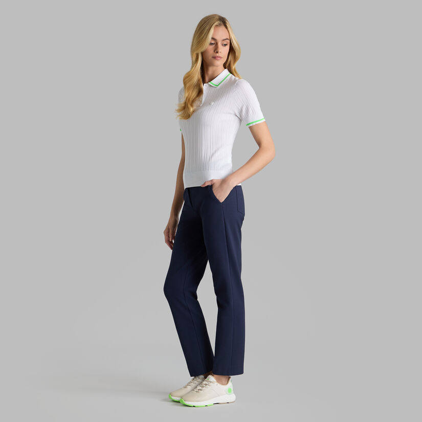 RIBBED COTTON BLEND SWEATER POLO | WOMEN'S POLO SHIRTS | G/FORE