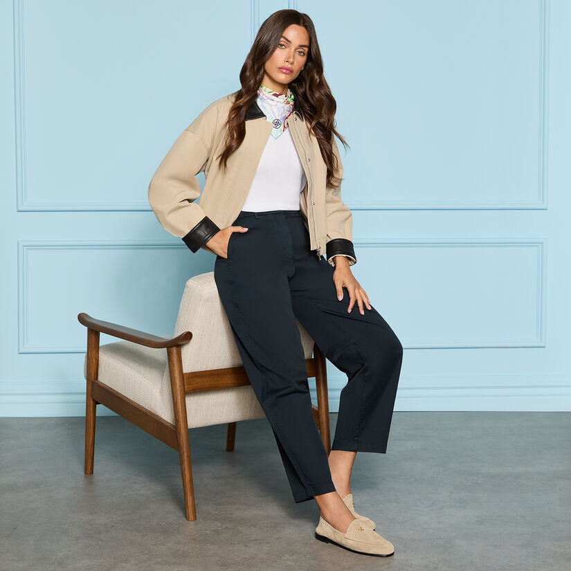 LTD RELEASE STRETCH COTTON GABARDINE BARREL LEG TROUSER image number 2