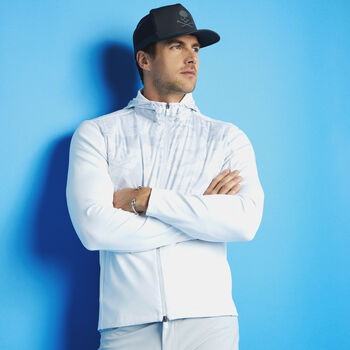 EXPLODED CAMO STRETCH TECH INTERLOCK PERFORMER HOODED JACKET