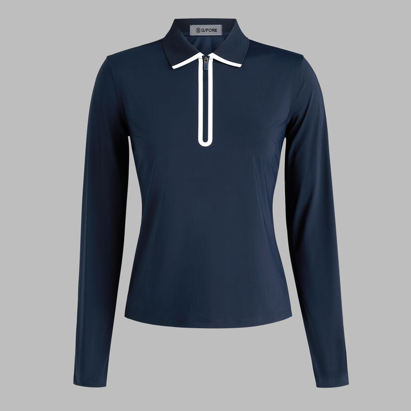 SILKY TECH NYLON LONG SLEEVE ZIP POLO image number 1