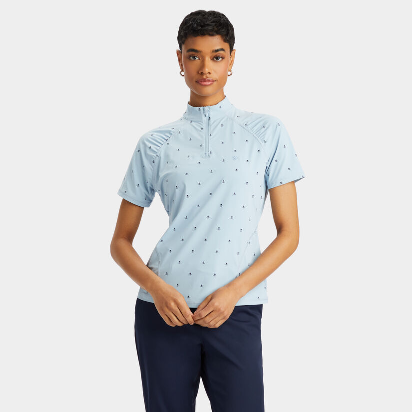 SKULL & T'S SILKY TECH NYLON SHORT SLEEVE QUARTER ZIP PULLOVER image number 3
