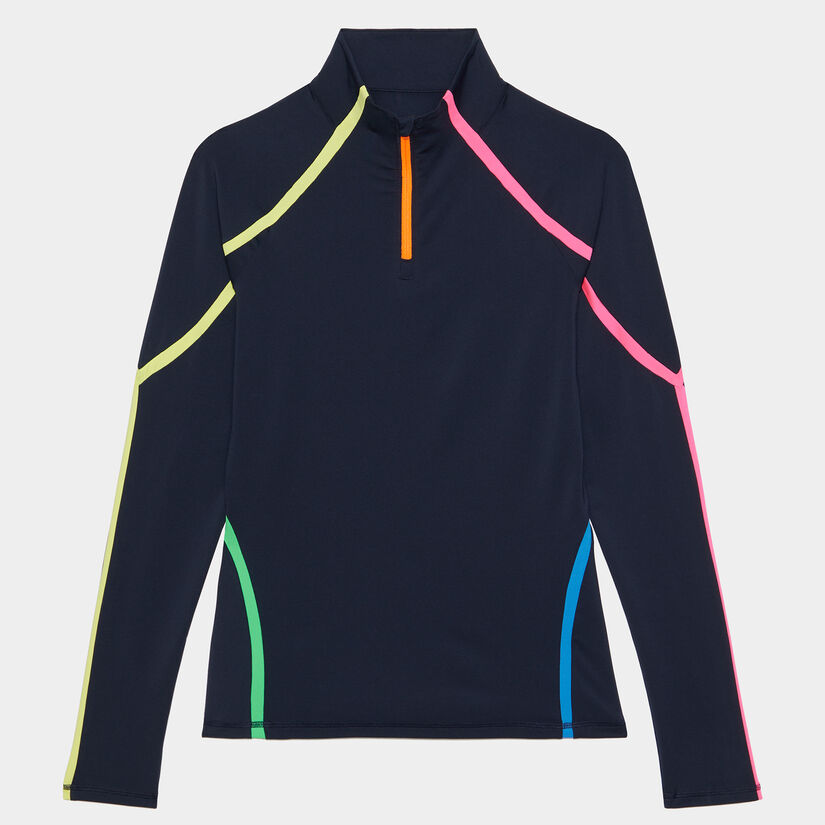 COLOUR BLOCK TECH JERSEY QUARTER ZIP PULLOVER image number 1