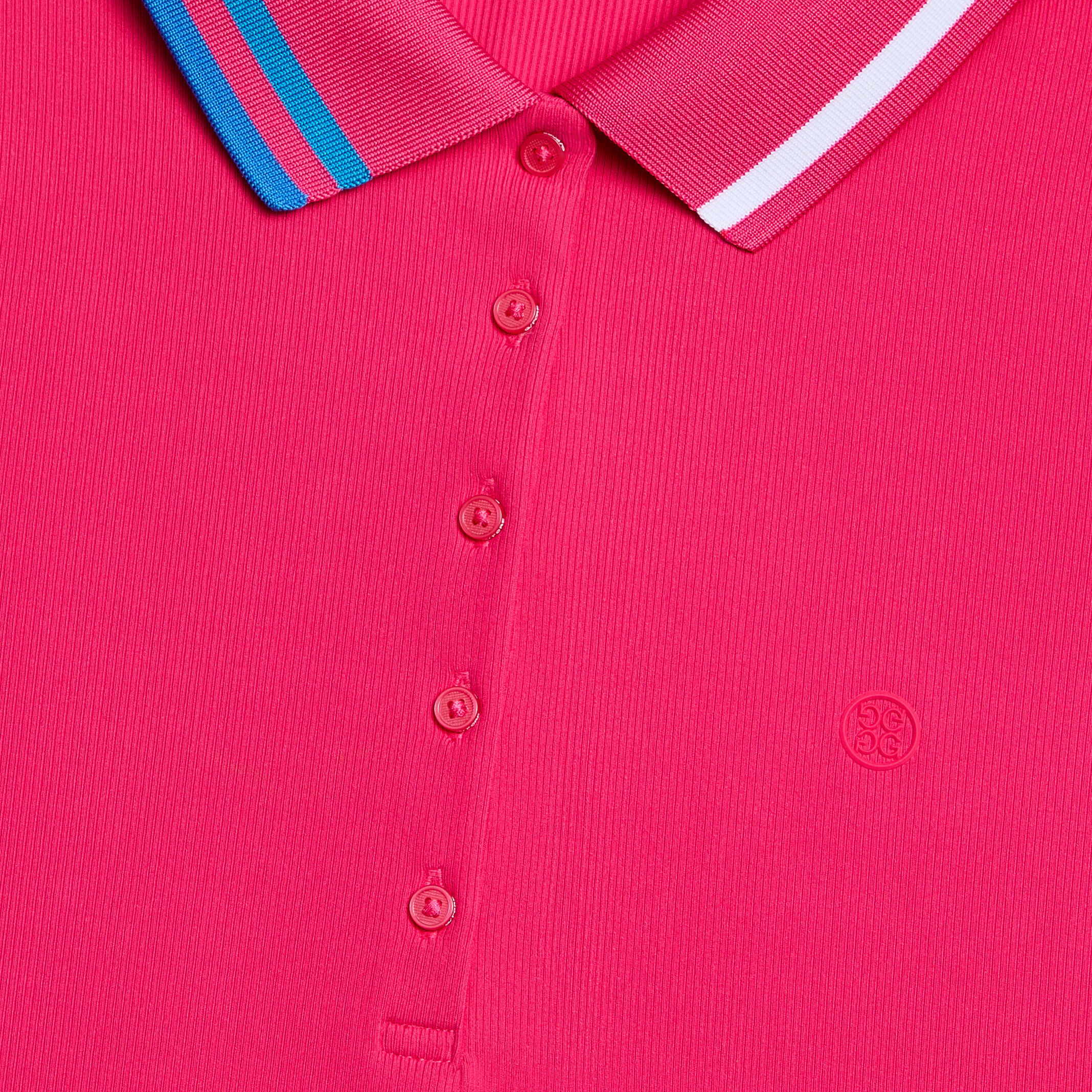 CONTRAST COLLAR RIBBED TECH NYLON LONG SLEEVE POLO | WOMEN'S