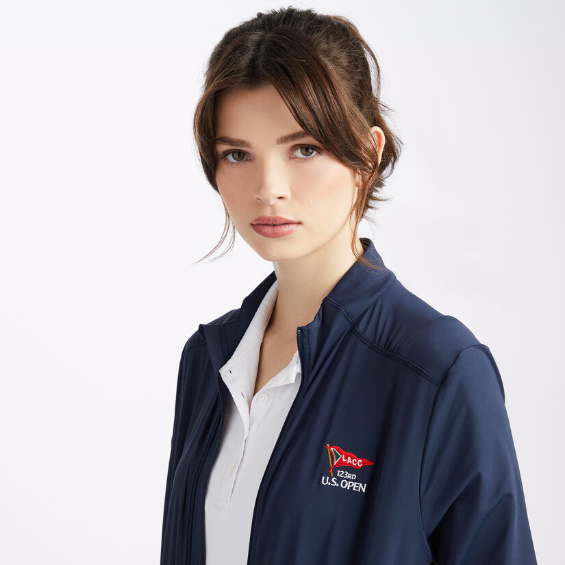 LIMITED EDITION U.S. OPEN FEATHERWEIGHT SILKY TECH NYLON FULL ZIP MID LAYER image number 2