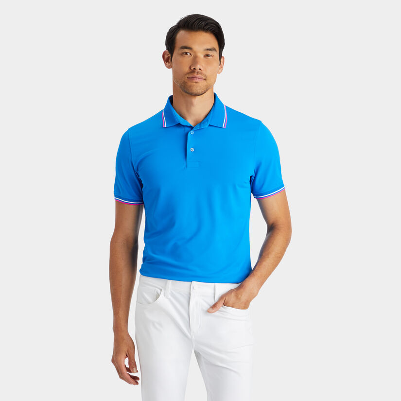 CONTRAST DUAL LINES BANDED SLEEVE TECH PIQUÉ POLO image number 3