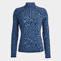 DISTORTED CHECK SILKY TECH NYLON RUCHED QUARTER ZIP PULLOVER image number 1