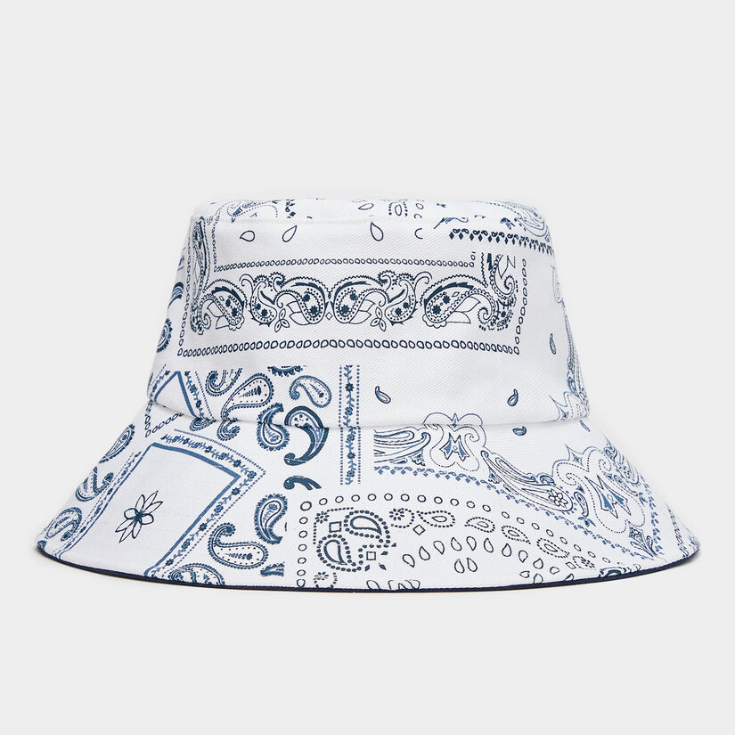 ASYMMETRICAL BORO COTTON TWILL BUCKET HAT image number 3