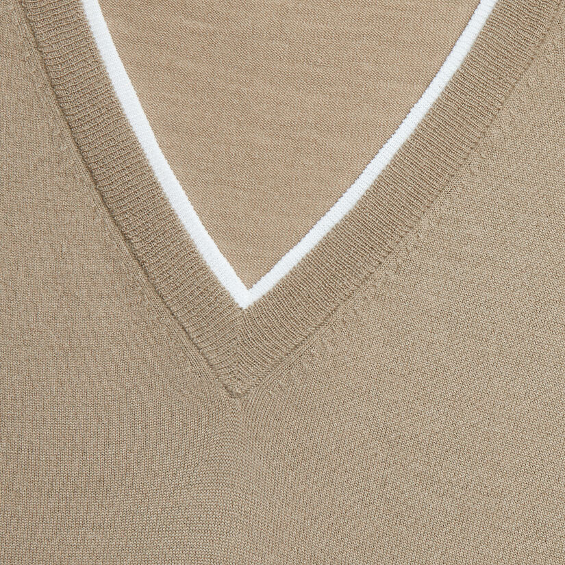 Textured Wool Blend V-Neck Sweater