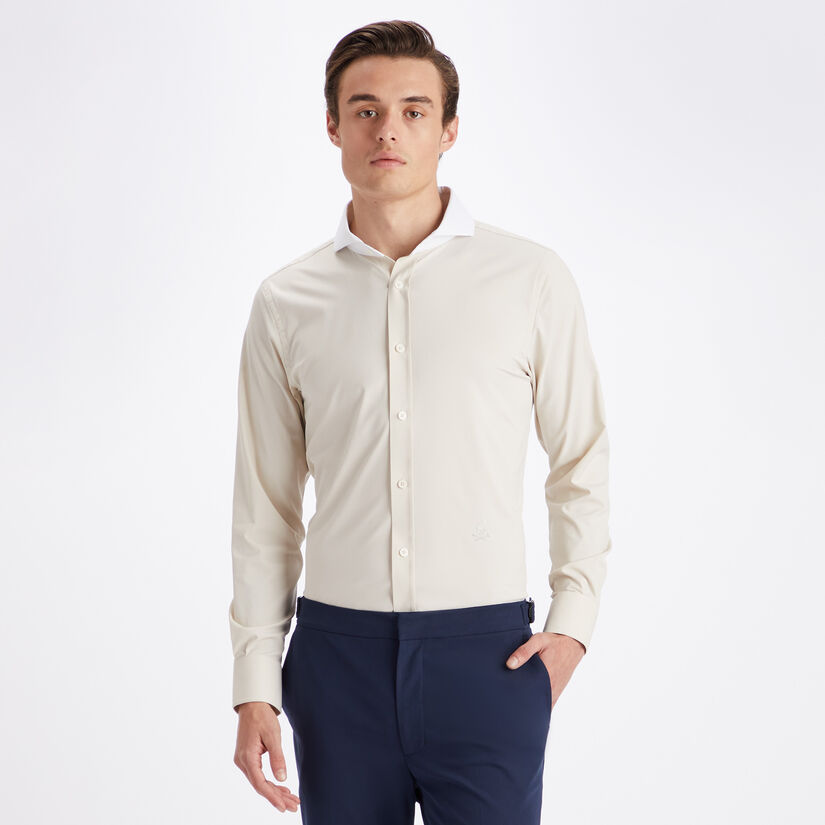 CONTRAST MODERN SPREAD COLLAR NYLON WOVEN SLIM FIT SHIRT image number 3