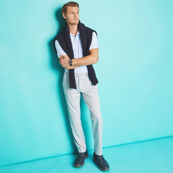 FEEDER STRIPE TECH PIQUÉ MODERN SPREAD COLLAR POLO