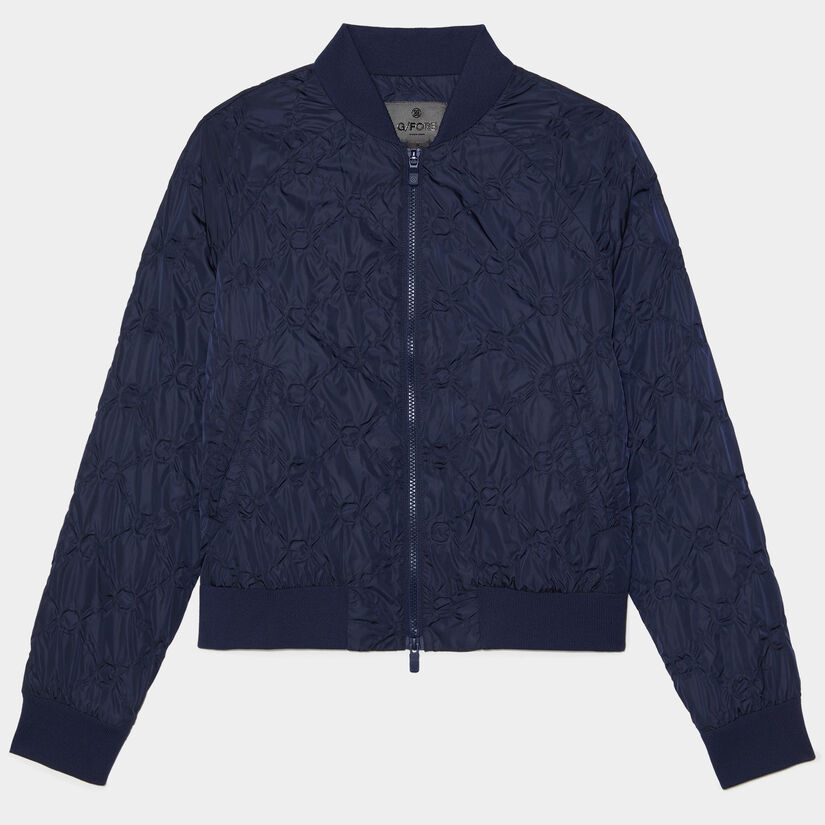 RIB COLLAR EMBOSSED BOMBER JACKET image number 1