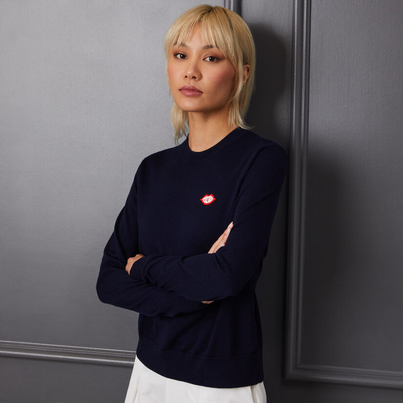 MOTHER GOLFER MERINO WOOL CREWNECK SWEATER image number 2