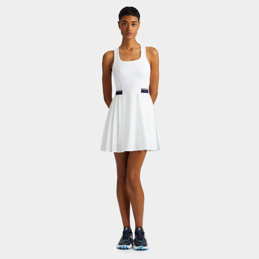 White pleated tennis dress top